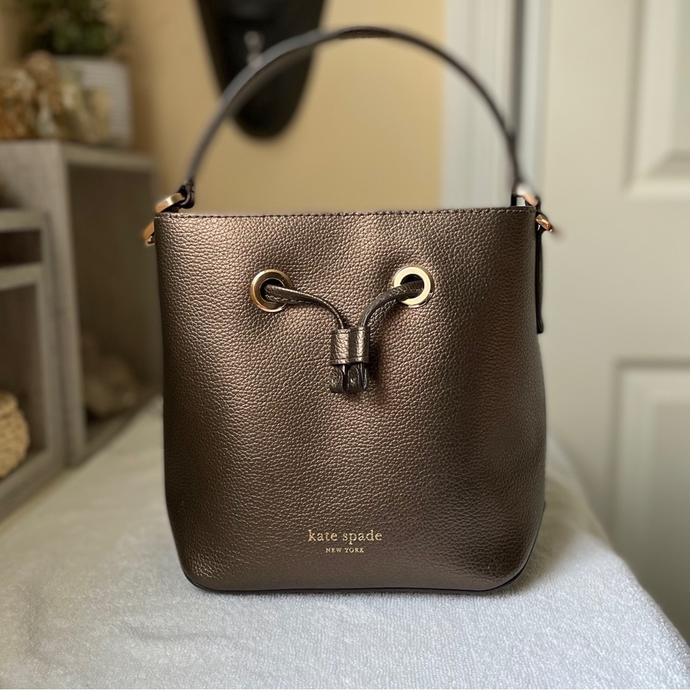kate spade Eva Bucket bag satchel removable adjustable crossbody small/mini ash - Picture 11 of 15